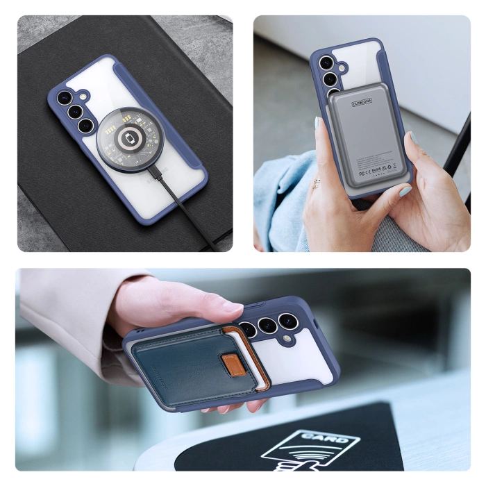 Etui Dux Ducis Skin X Pro na Samsung Galaxy S25 z MagSafe i portfelem - niebieskie