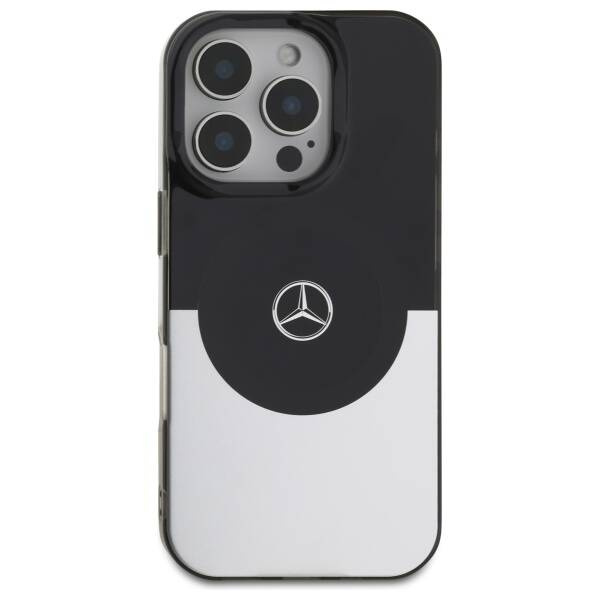 Etui Mercedes iPhone 16 Pro    6.3" czarny srebrny/black silver hardcase Doubel Layer BiColor MagSafe