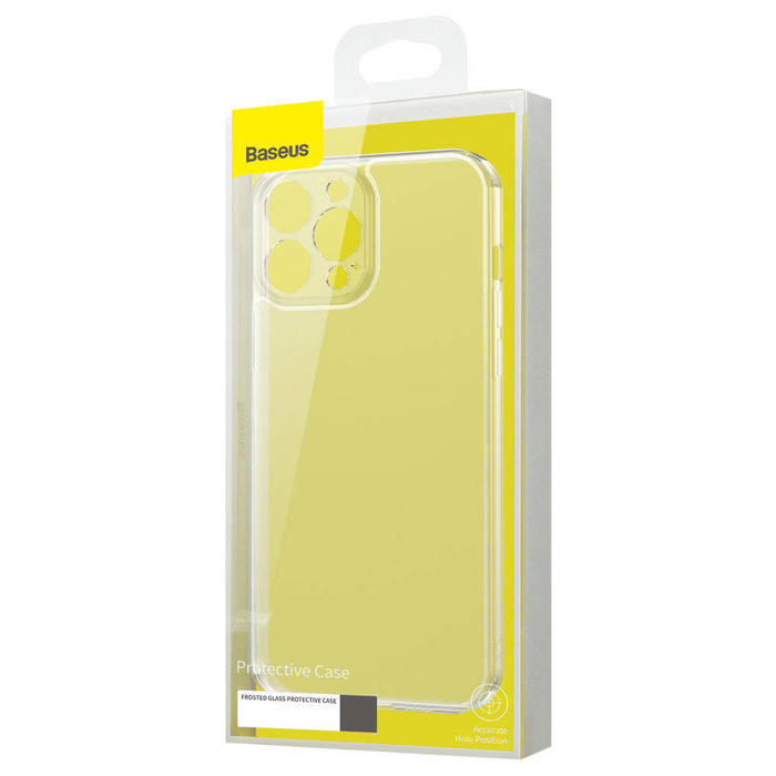 Etui Baseus Frosted Glass Case pokrowiec do iPhone 13 Pro Max sztywna obudowa z żelową ramką przezroczysty (ARWS000802)