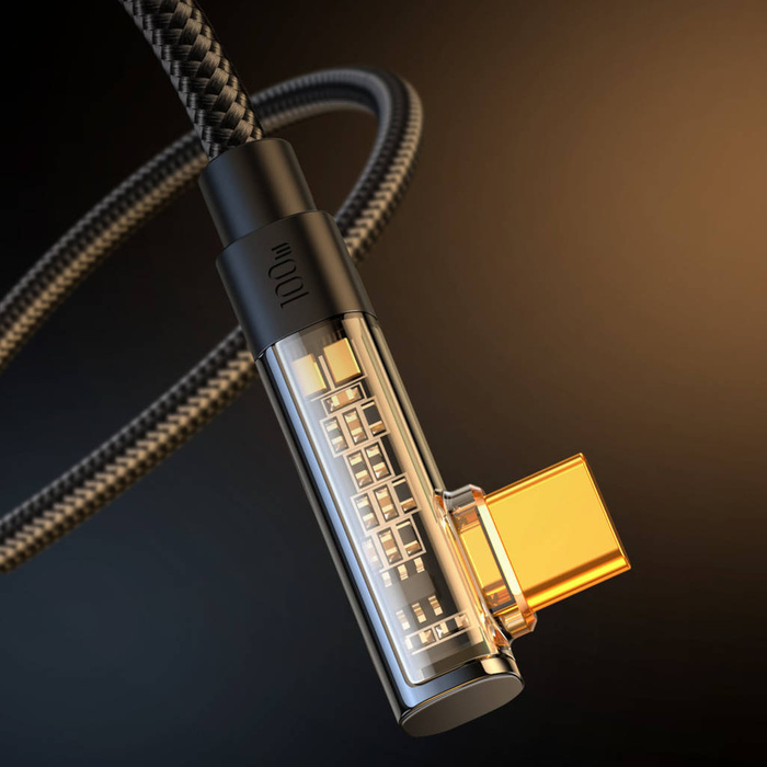 Joyroom kabel USB C kątowy - USB C do szybkiego ładowania i transferu danych 100W 1,2 m czarny (S-CC100A6)