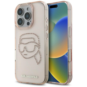 Etui Karl Lagerfeld IML Rhinestones Karl  Head do iPhone 16 Pro Max różowy