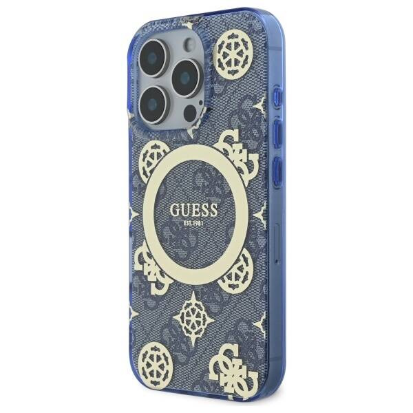 Etui Guess iPhone 16 Pro Max niebieski/blue hardcase IML Peony On 4G Background MagSafe