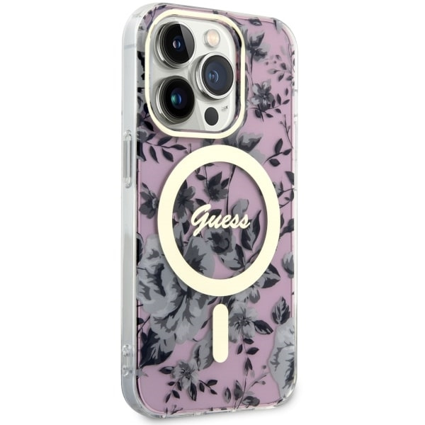 Etui Guess GUHMP14XHCFWSP iPhone 14 Pro Max 6.7" różowy/pink hardcase Flower MagSafe Case