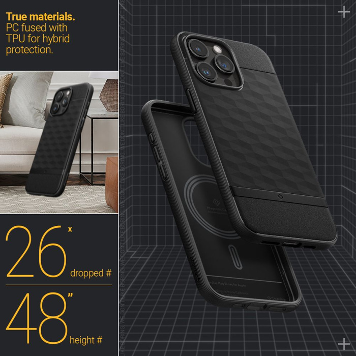 Etui iPhone 15 Pro Max Caseology Parallax Mag Magsafe Matte Black Case