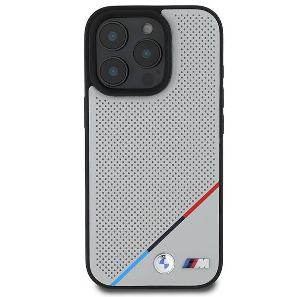 Etui BMW iPhone 16 Pro 6.3" szary/grey hardcase M Perforated Tricolor Line MagSafe