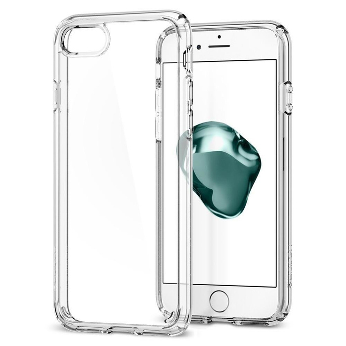 Etui Spigen iPhone SE 2022 2020 7 8 Ultra Hybrid Przezroczyste Clear Przezroczysty + Szkło Spigen Glas.Tr Slim