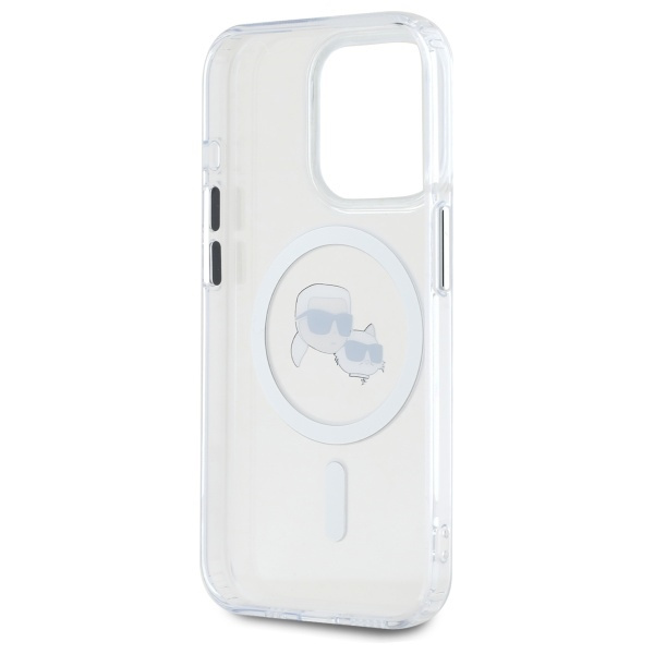 Karl Lagerfeld KLHMP15LHLSKCH iPhone 15   Pro 6.1" biały/white hardcase IML Metal Karl&Choupette Head MagSafe