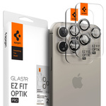 OSŁONA APARATU SPIGEN IPHONE 15 PRO / MAX / 16 PRO / MAX OPTIK.TR EZ FIT 2-PACK  NATURAL TITANIUM