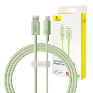 Kabel szybko ładujący Baseus USB do USB-C Habitat Series 100W, 1m (zielony)