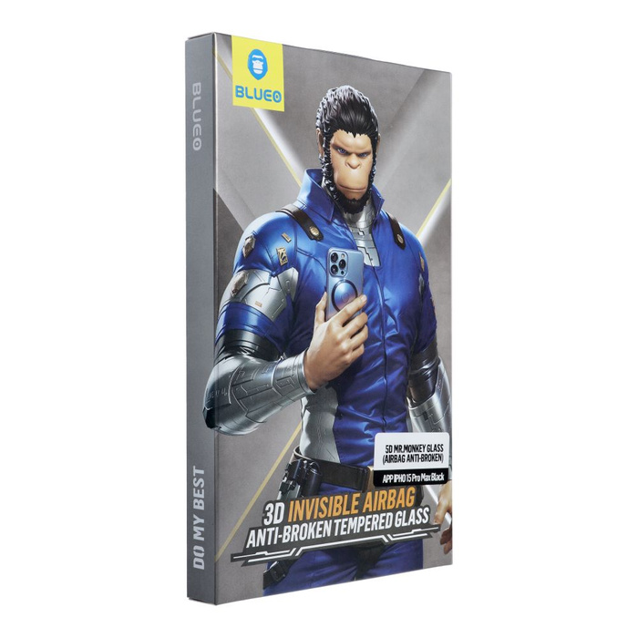 Szkło Hartowane 5D Mr. Monkey Glass - Apple iPhone 15 Pro Max czarny (Airbag Anti-broken)