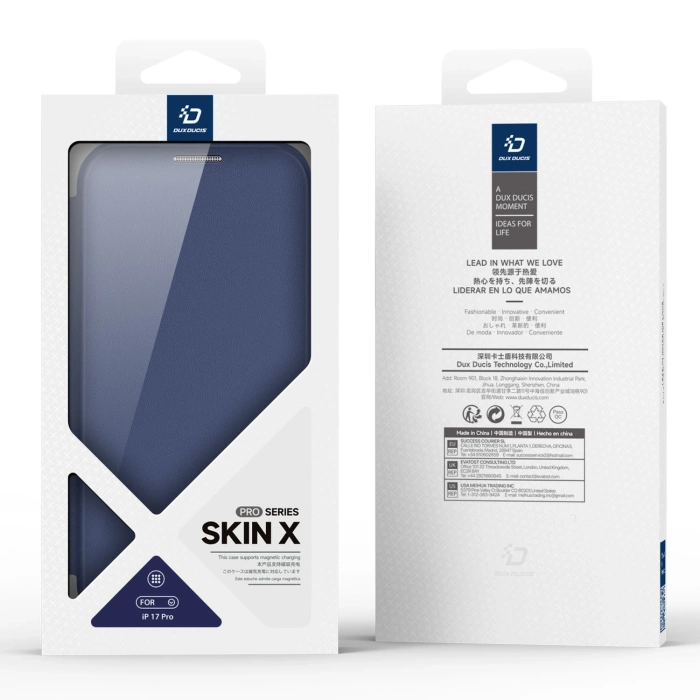 Etui Dux Ducis Skin X Pro na iPhone 17 Pro z portfelem, kompatybilne z MagSafe – niebieskie