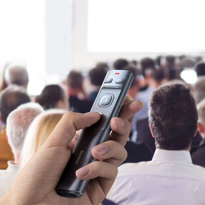 Wielofunkcyjny pilot Baseus Orange Dot do prezentacji, ze wskaźnikiem laserowym, bez baterii (szary)