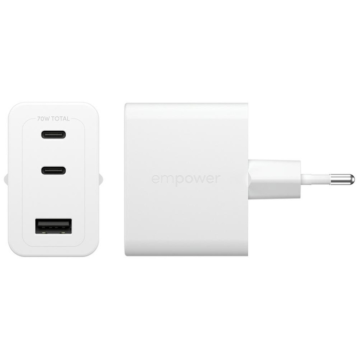 Ładowarka sieciowa empower by            PanzerGlass Turbo 70W 2x USB-C USB-A srebrno-biały