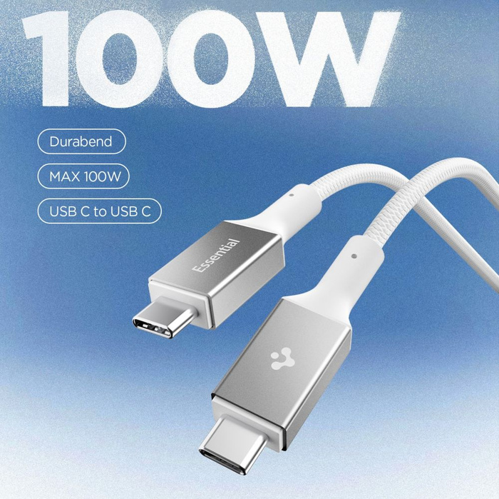 KABEL USB-C SPIGEN EB10010CC ESSENTIAL 100W 100CM BIAŁY