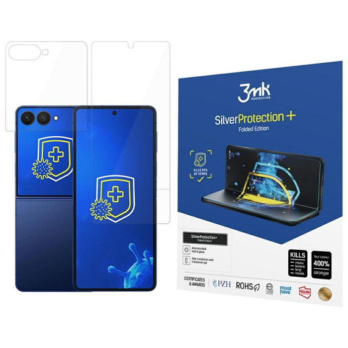 Folia antymikrobowa 3MK Samsung Galaxy Z Flip 7 SilverProtect+ Folded Edition montowana na mokro