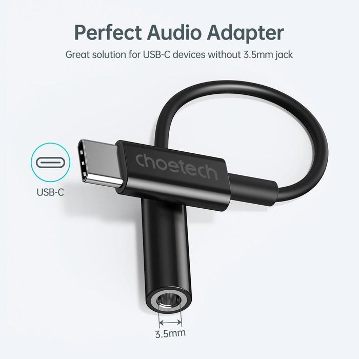 Adapter Choetech AUX003 USB-C do 3.5mm Audio Jack Adapter (czarny)
