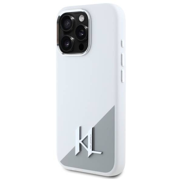 Etui Karl Lagerfeld iPhone 16 Pro 6.3" biały/white hardcase Silicone Shadow Metal Initial MagSafe