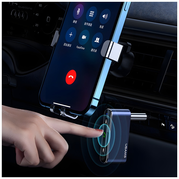 USAMS Adapter audio Bluetooth 5.0 - jack 3.5mm szary/grey SJ519JSQ01 (US-SJ519)