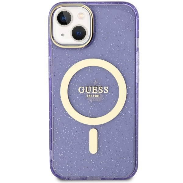 Etui Guess GUHMP14SHCMCGU iPhone 14 6.1" purpurowy/purple hardcase Glitter Gold MagSafe Case
