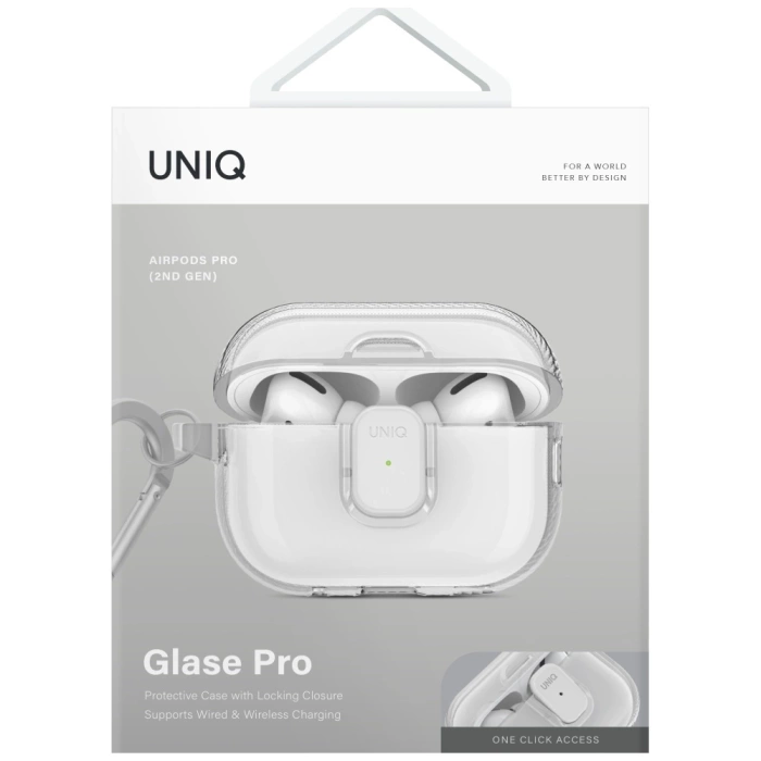 Etui UNIQ AirPods Pro 2 Glase Pro Lock Case Przezroczysty