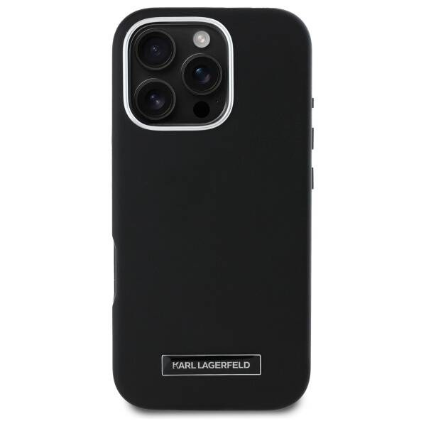 Etui Karl Lagerfeld iPhone 16 Pro 6.3" czarny/black hardcase FW Metal Plate MagSafe