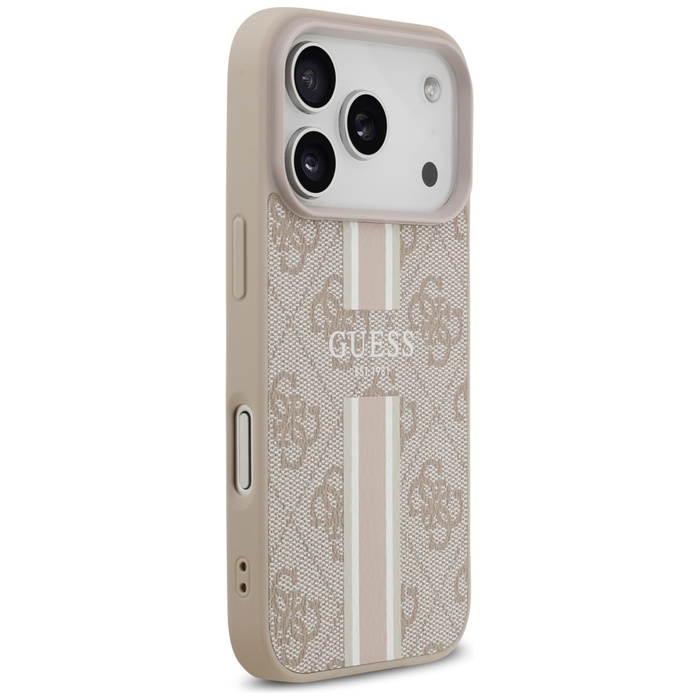 Etui Guess 4G Printed Stripes MagSafe do iPhone 17 Pro różowy