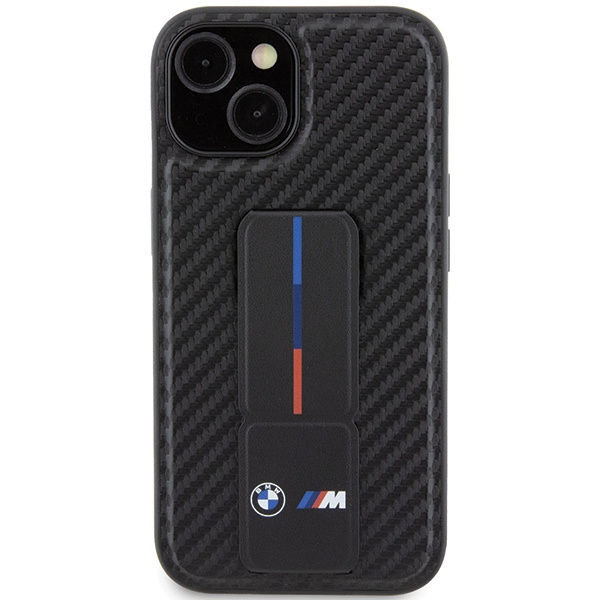 Etui Bmw Bmhcp15sgspcck Iphone 15 6.1" Czarny/black Hardcase Grip Stand Smooth & CarbonCase