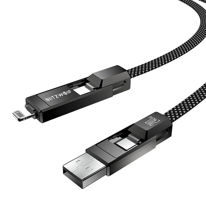 Kabel USB 4w1 Blitzwolf BW-HDC7 USB+C+Lightning 240W 1,2m (czarny)