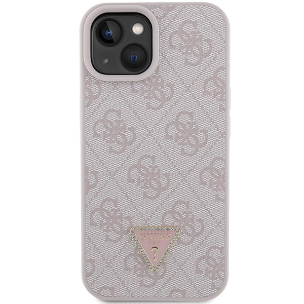 Etui Guess GUHCP15SP4TDPP iPhone 15 6.1" różowy/pink hardcase Leather 4G Triangle Strass