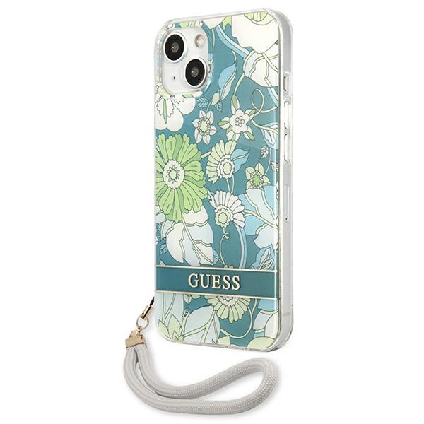 Etui GUESS Apple iPhone 13 Flower Strap Zielony Hardcase