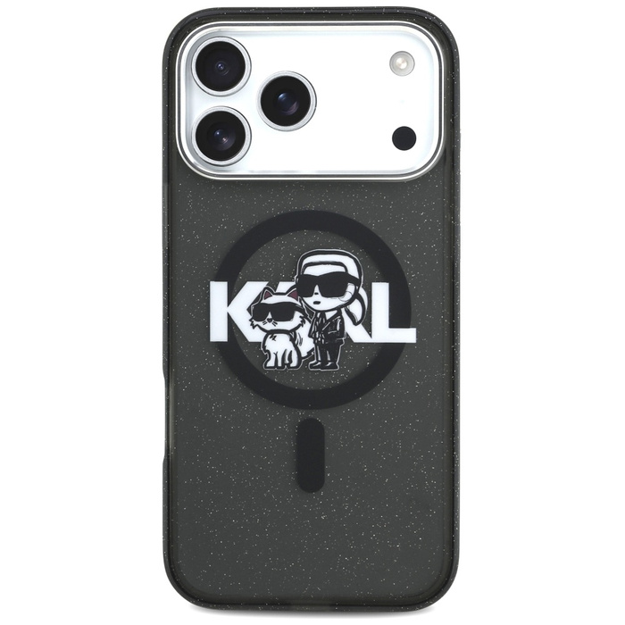 Etui Karl Lagerfeld IML Glitter Karl &   Choupette Sketch Logo MagSafe do iPhone 17 Pro Max czarny
