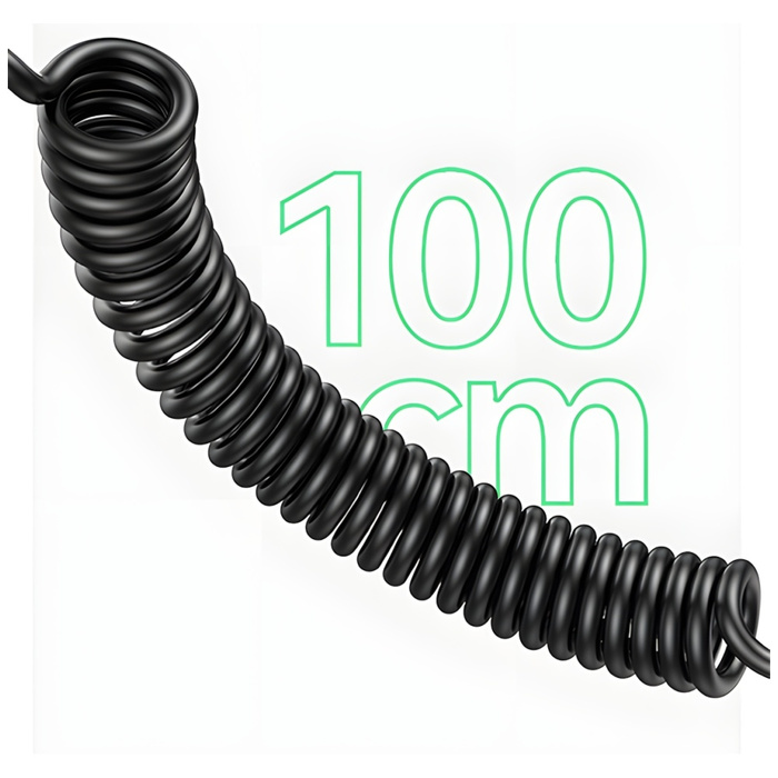 USAMS Ład. sam. 2xUSB-C 1xUSB-A C33 60W with spring cable Fast Charge czarny/black CC167CC01 (US-CC167)