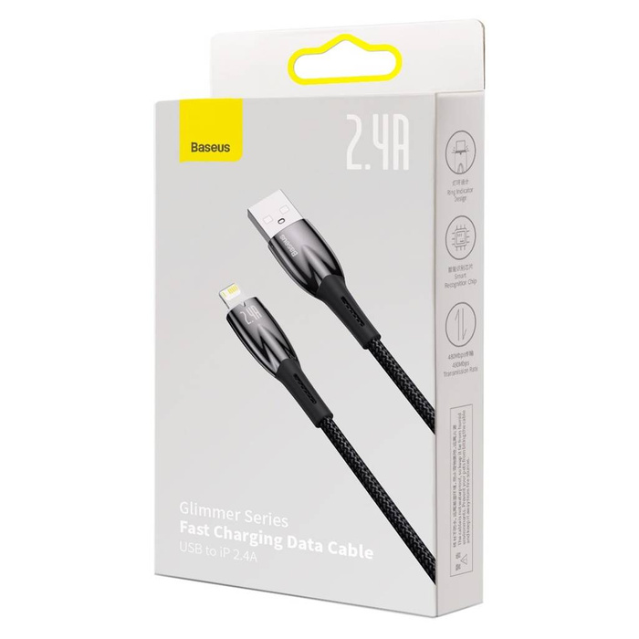 Baseus Glimmer Series kabel z szybkim ładowaniem USB - Lightning 480Mb/s 2.4A 2m czarny