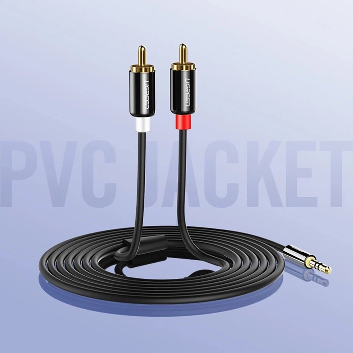 Ugreen kabel przewód audio 3,5 mm mini jack - 2RCA 1,5m czarny (AV116)