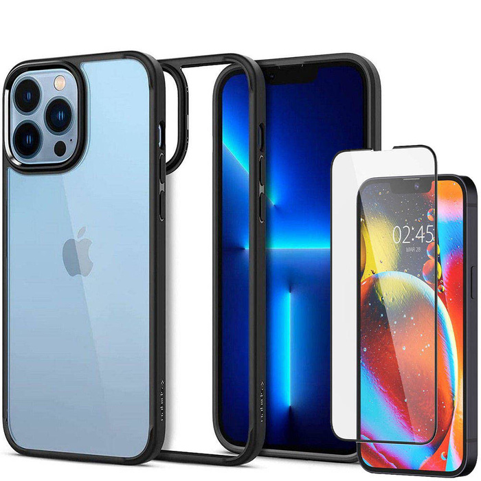 Etui Spigen iPhone 13 Pro Max Ultra Hybrid Matte Black Case + Szkło Hartowane Spigen Full Cover