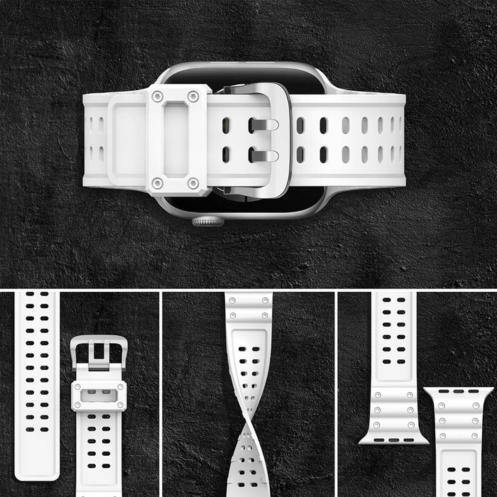 Pasek Strap Triple Protection pasek Apple Watch Ultra, SE, 8, 7, 6, 5, 4, 3, 2, 1 (49, 45, 44, 42  mm) opaska bransoleta biały