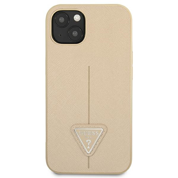 Etui GUESS Apple iPhone 14 Plus SaffianoTriangle Logo Beżowy Hardcase