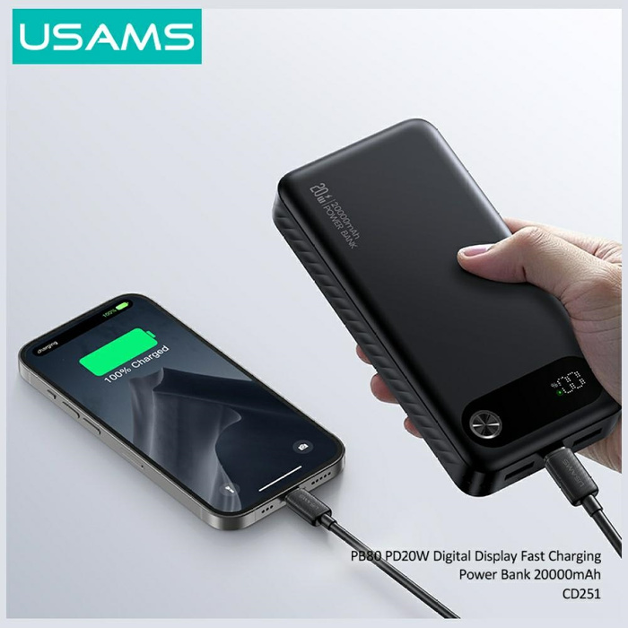 Powerbank USAMS PB80 PD20W 20000mAh      biały