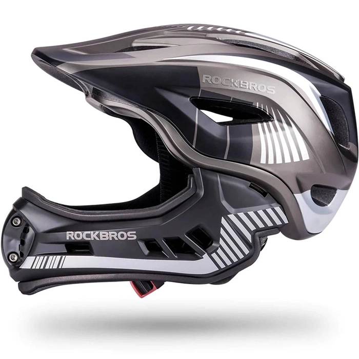 Kask rowerowy Rockbros TT-32SBTG-S dziecięcy z odpinaną szczęką rozmiar S - szary