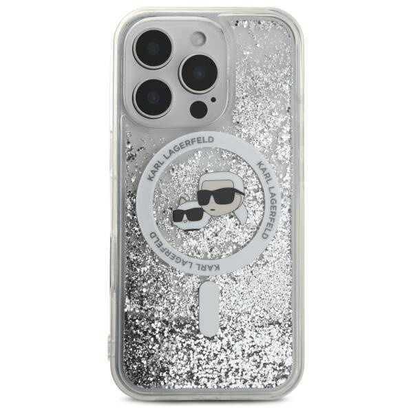 Etui Karl Lagerfeld iPhone 16 Pro Max 6.9" hardcase transparent Liquid Glitter Karl&Choupette Head Magsafe