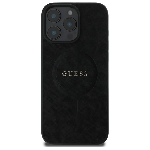 Etui Guess iPhone 16 Pro Max czarny/black HC MagSafe PU Saffiano Classic Logo