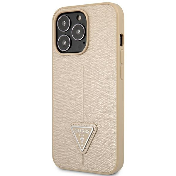 Etui GUESS Apple iPhone 14 Pro Max SaffianoTriangle Logo Beżowy Hardcase