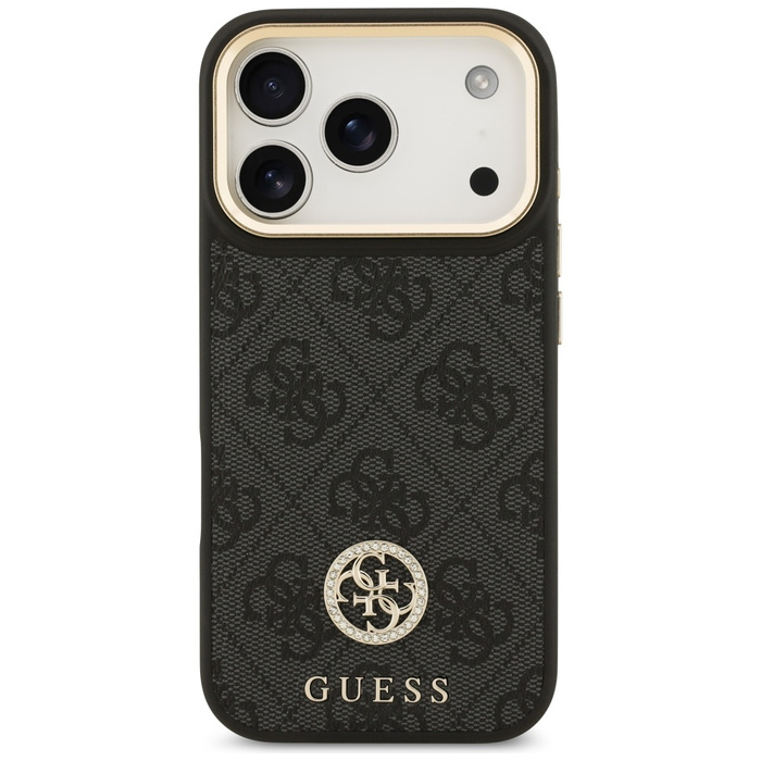 Etui Guess 4G Strass Logo & Big Strap    Metal Buttons MagSafe do iPhone 17 Pro czarny