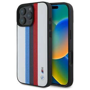 Etui BMW iPhone 16 Pro Max 6.9" biały/white hardcase M Perf. Tricolor Printed Stripes MagSafe