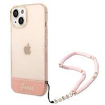 Etui GUESS Apple iPhone 14 Plus Translucent Pearl Strap Różowy Hardcase
