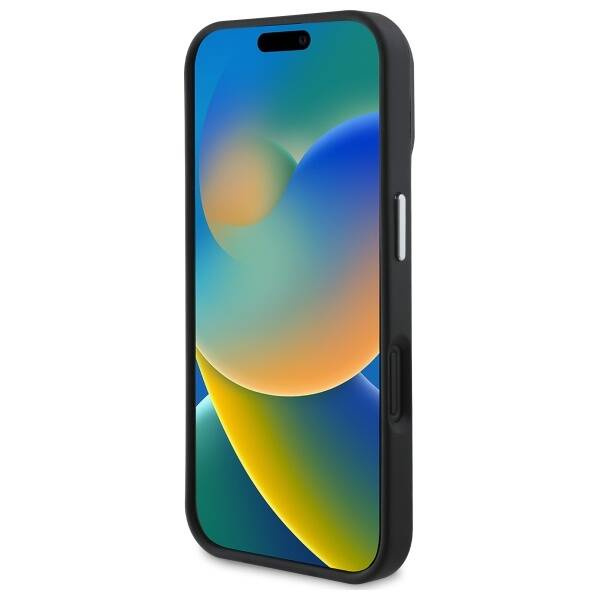 Etui Guess iPhone 16 6.1" czarny/black hardcase Grained Triangle MagSafe