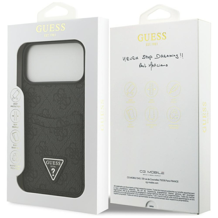 Etui Guess 4G Double Card Triangle do    iPhone 17 Pro Max czarny