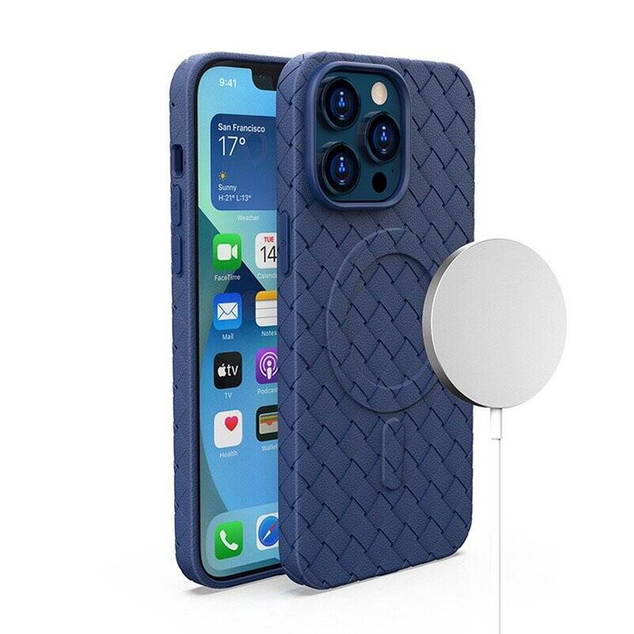 Etui Plecione etui MagSafe Woven Case do iPhone 15 Pro - granatowe Case