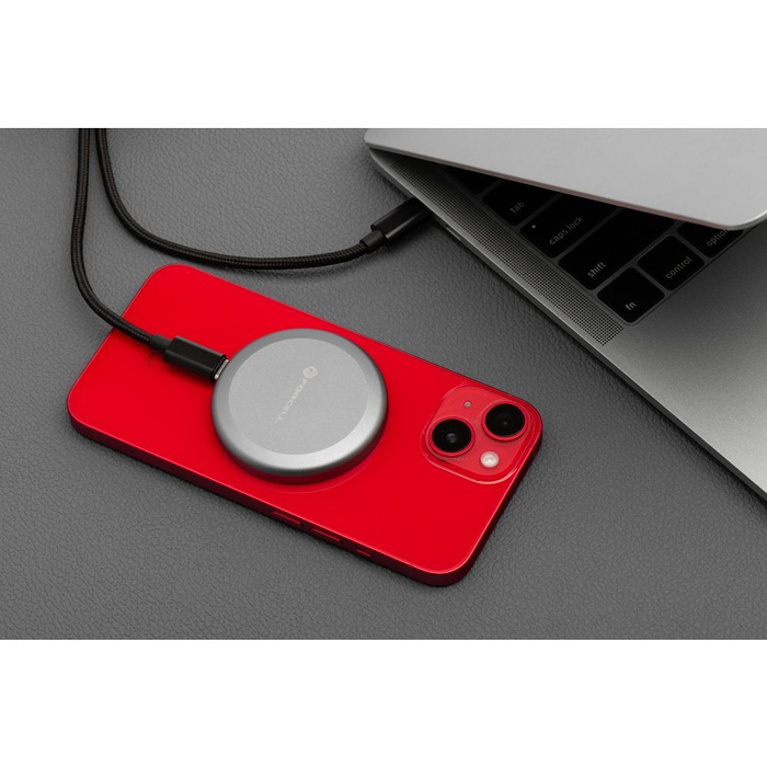 Ładowarka indukcyjna Forcell F-Energy Smart Charge USB C Qi2 15W zgodna z MagSafe z odpinanym kablem 1,5 m srebrna