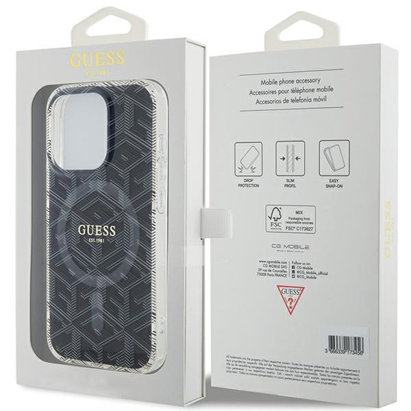 Etui Guess GUHMP15LHGCUSTGK iPhone 15 Pro 6.1" czarny/black hardcase IML GCube MagSafe Case